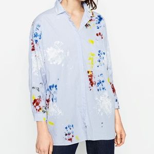 Abstract paint blue strip shirt